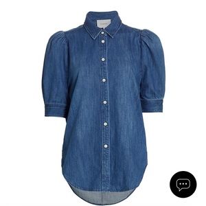 Frame never worn denim blouse with puff sleeve